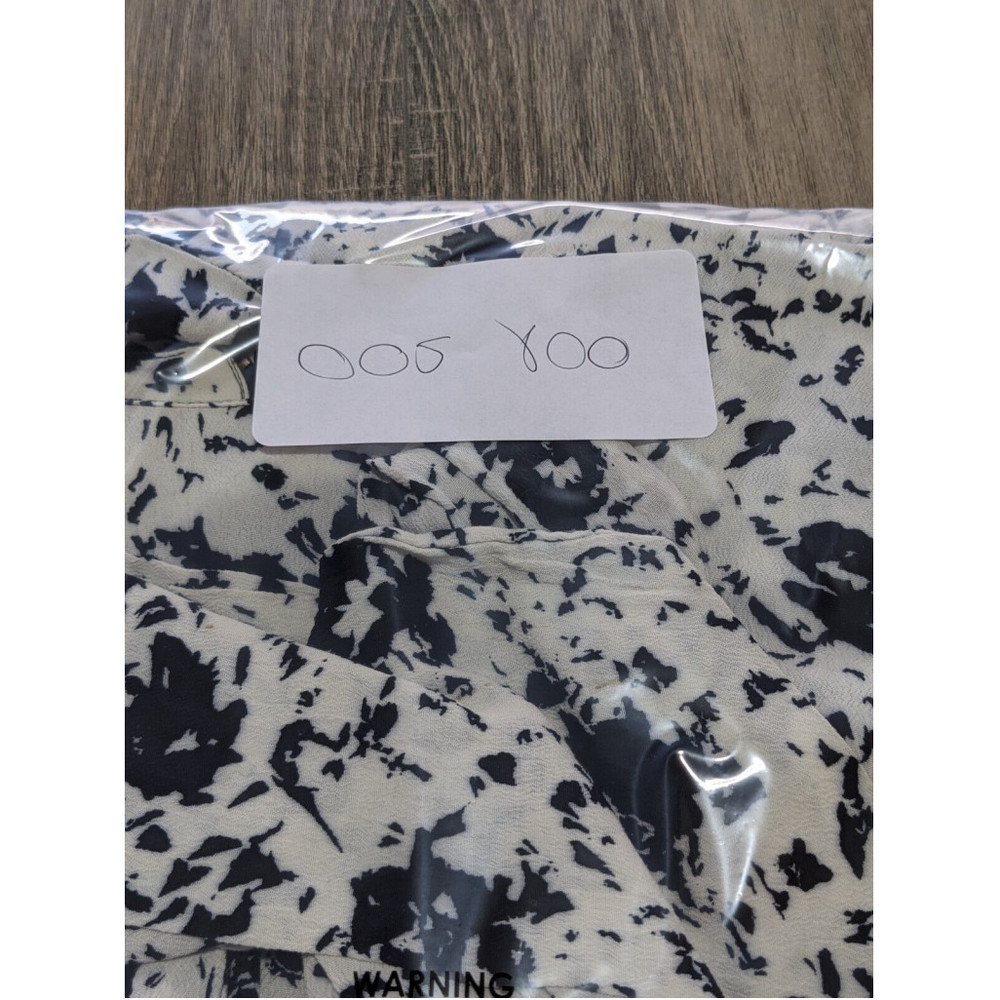 Nicole Miller Dress Womens 10 White Black Print Short Sleeve Tie Waist Casual - Picture 9 of 9